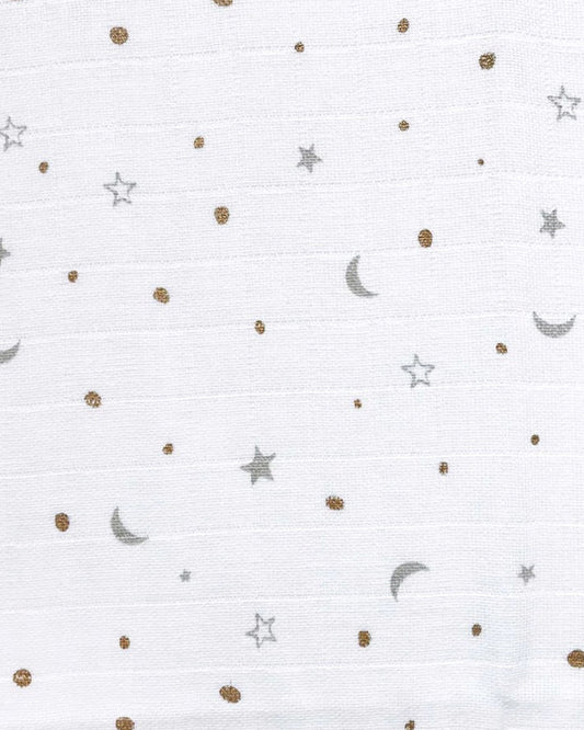 Masilo Sleepy Star Metallic Swaddle-GOTS Certified Organic Muslin Cotton-Pack of 3-Infant Wraps