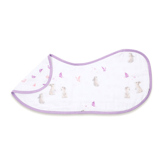 Masilo Bamboo Organic Cotton Muslin Burp Cloth Set-Super Absorbent-Bloom & Bunny-Pack of 2-For Infants