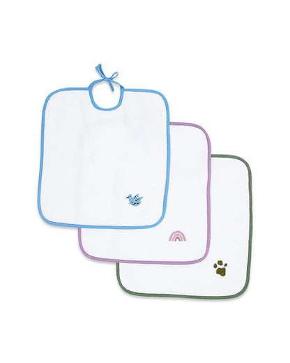 Masilo Extremely Absorbent-Elegant Terry Bib-100% Cotton-Pack of 3-For Infants