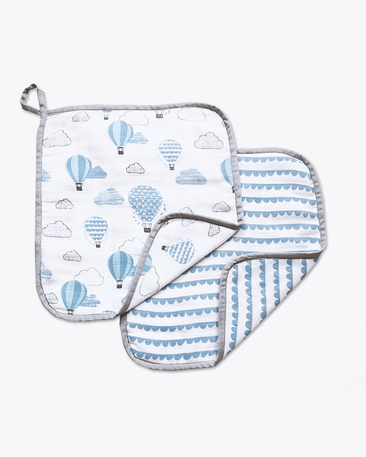 Masilo Organic Muslin Wash Cloths-Absorbent & Quick Drying-Up & Away-Set of 2-For Infants