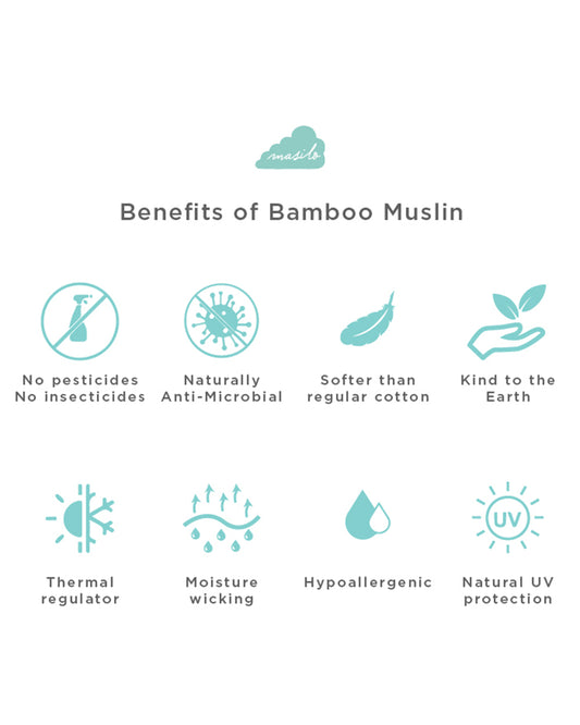 Masilo Organic Muslin Wash Cloths-Absorbent & Quick Drying-Dream Wings-Set of 2-For Infants