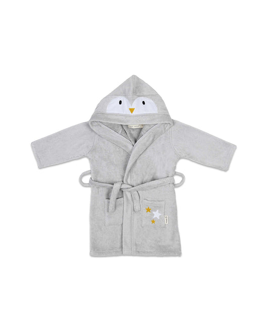 Masilo Hooded Baby Robe-100% Organic Cotton-Penguin