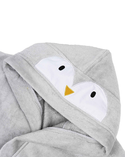 Masilo Hooded Baby Robe-100% Organic Cotton-Penguin