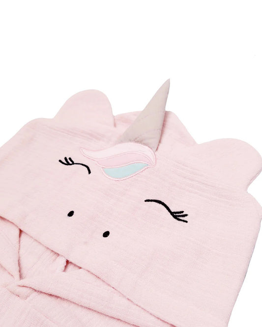 Masilo Hooded Baby Poncho Bath Towel-100% Organic Cotton Muslin-Unicorn