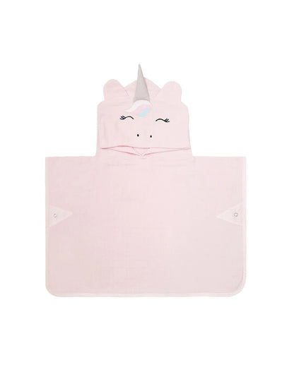 Masilo Hooded Baby Poncho Bath Towel-100% Organic Cotton Muslin-Unicorn