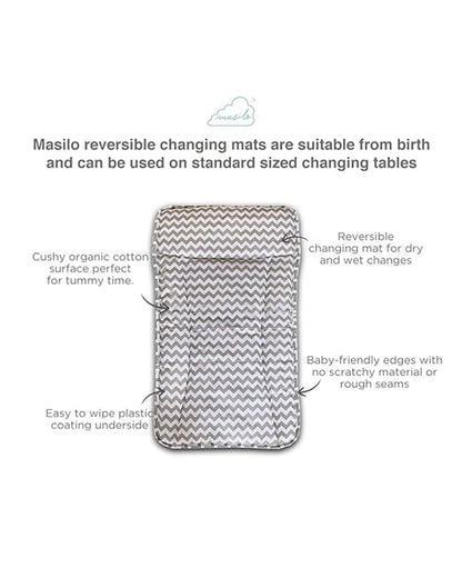 Masilo Diaper Changing Mat-Reversible-GOTS Certified Organic Cotton-Chevron Grey