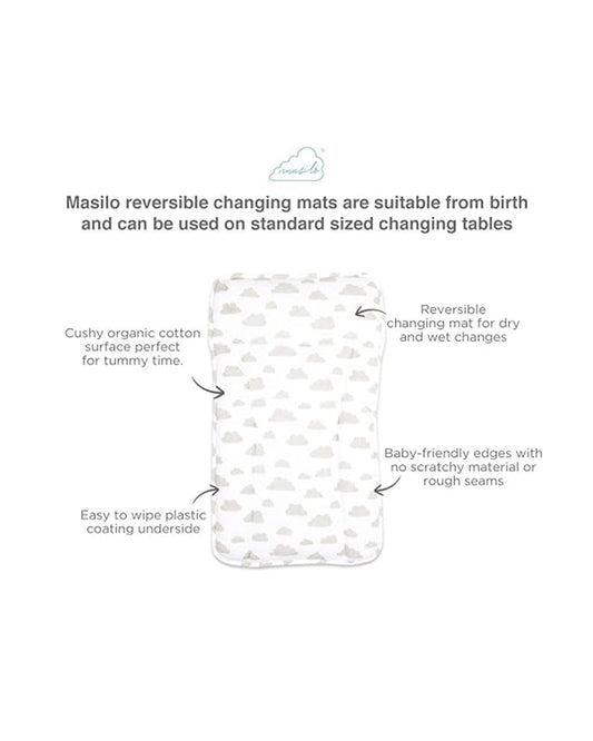 Masilo Diaper Changing Mat-Reversible-GOTS Certified Organic Cotton-Cloud Grey