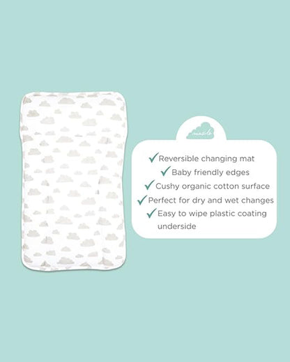 Masilo Diaper Changing Mat-Reversible-GOTS Certified Organic Cotton-Cloud Grey