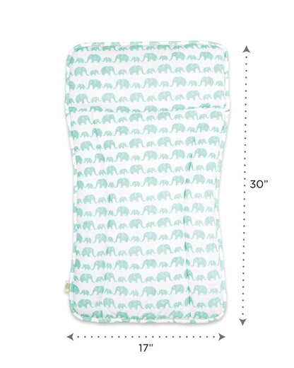 Masilo Diaper Changing Mat-Reversible-Organic Cotton-Elephant Green