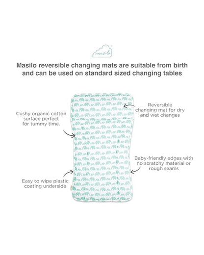 Masilo Diaper Changing Mat-Reversible-Organic Cotton-Elephant Green