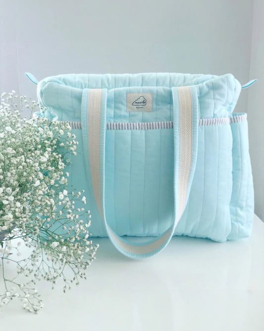 Masilo Organic Cotton Diaper Bag-With Extra Storage Space-Sky Blue