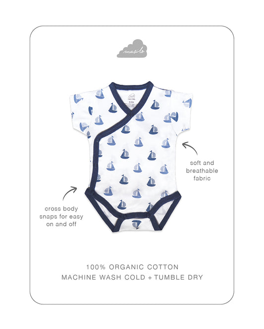 Masilo Indigo Kimono Bodysuit-Printed-Cotton-For Infants