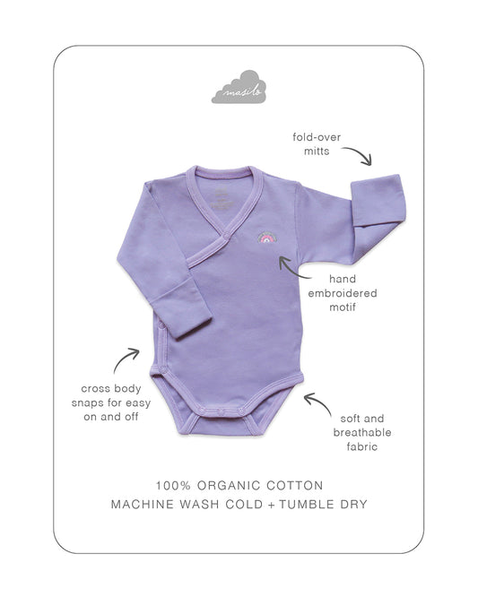 Masilo Purple Kimono Bodysuit-Solid-Cotton-For Infants