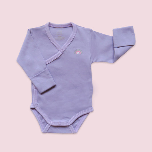 Masilo Purple Kimono Bodysuit-Solid-Cotton-For Infants