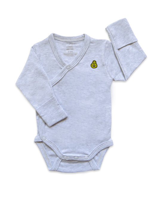 Masilo Grey Kimono Bodysuit-Solid-Cotton-For Infants