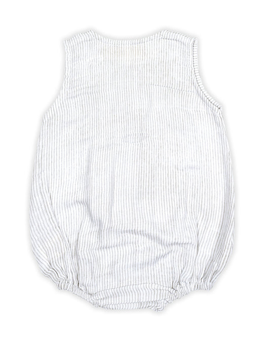 Masilo White Romper-Striped-Organic-Cotton-Muslin-For Infants