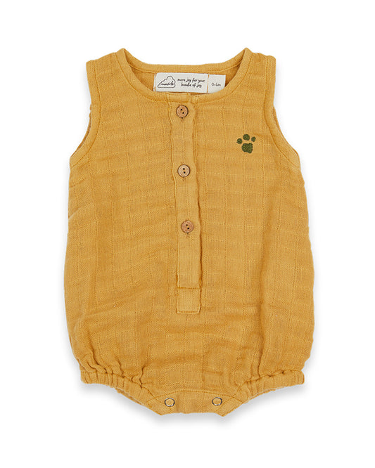 Masilo Mustard Yellow Romper-Solid-Organic-Cotton-For Infants