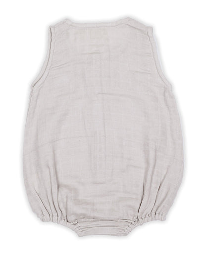 Masilo Grey Romper-Solid-Organic-Cotton-Muslin-For Infants