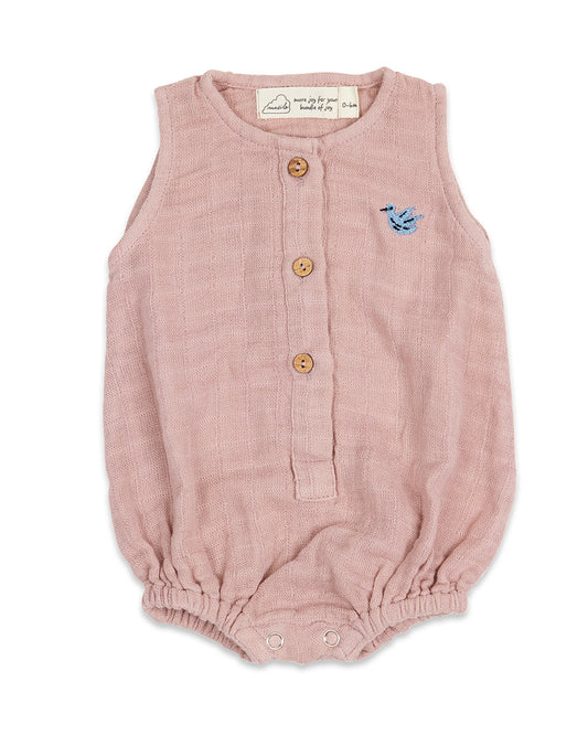 Masilo Pink Romper-Solid-Organic-Cotton-Muslin-For Infants