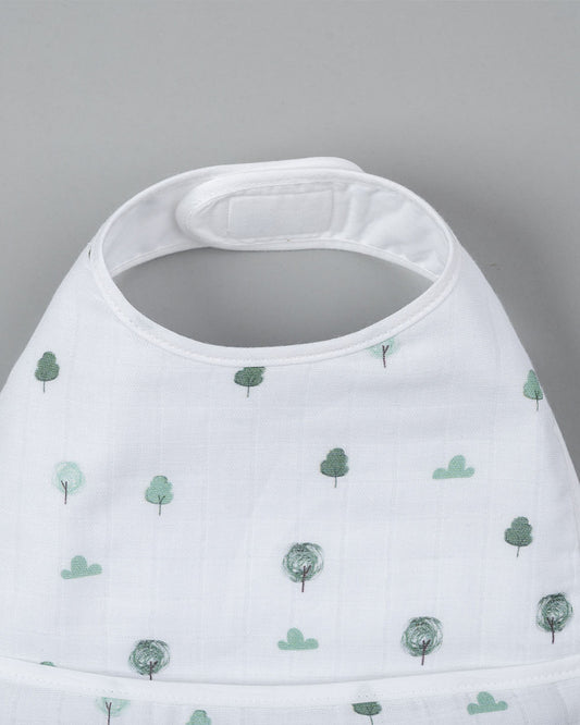 Kiddie Bunch 100% Organic Cotton-Green Grove-Self Fastening Velcro-U Shaped Bib-For Infants