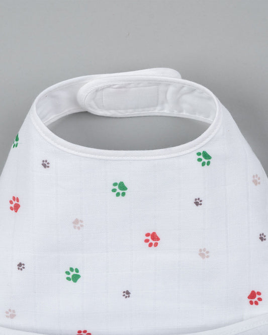 Kiddie Bunch 100% Organic Cotton-Paws-Self Fastening Velcro-U Shaped Bib-For Infants