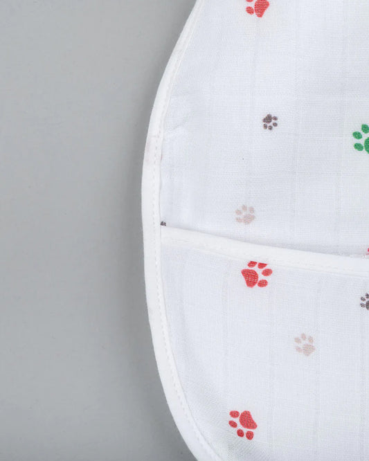 Kiddie Bunch 100% Organic Cotton-Paws-Self Fastening Velcro-U Shaped Bib-For Infants