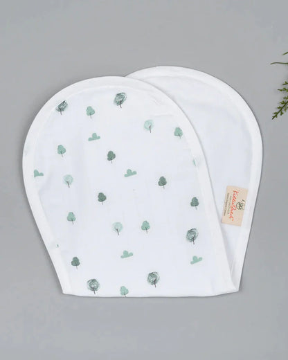 Kiddie Bunch 100% Organic Cotton Muslin Burp Cloth & Wash Cloth Combo Set-Green Grove-For Infants