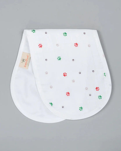 Kiddie Bunch Multi Layered Cotton Muslin Burp Cloth & Wash Cloth Combo Set-Paws-For Infants