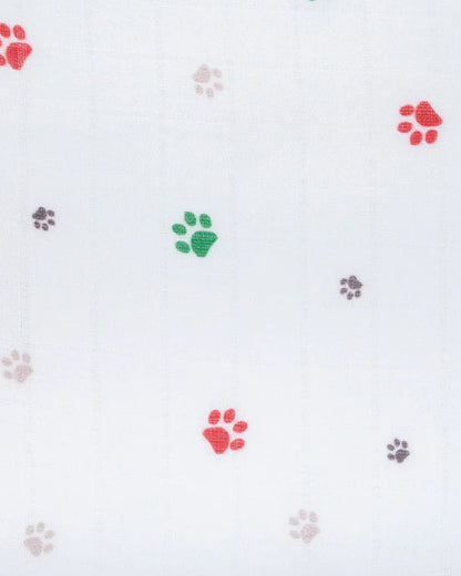Kiddie Bunch Multi Layered Cotton Muslin Burp Cloth & Wash Cloth Combo Set-Paws-For Infants