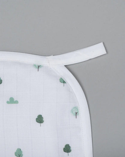 Kiddie Bunch 100% Organic Cotton Muslin Burp Cloth & Wash Cloth Combo Set-Green Grove-For Infants