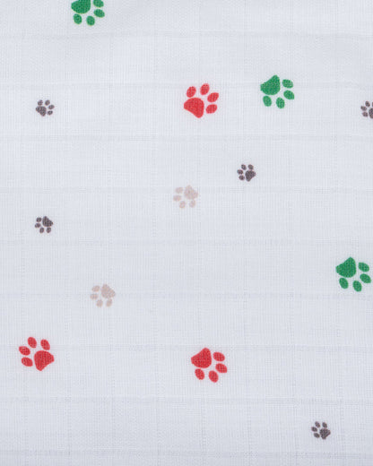 Kiddie Bunch Multi Layered Cotton Muslin Burp Cloth & Wash Cloth Combo Set-Paws-For Infants