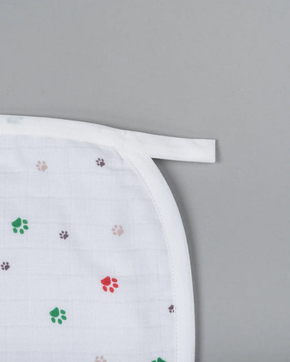 Kiddie Bunch Multi Layered Cotton Muslin Burp Cloth & Wash Cloth Combo Set-Paws-For Infants