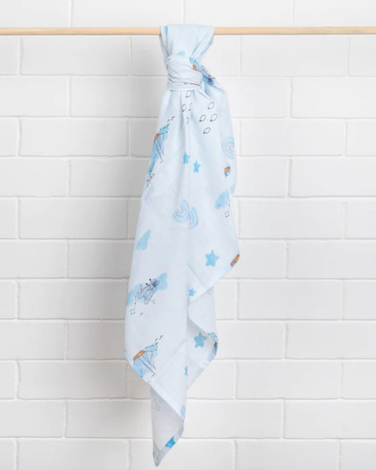 Kiddie Bunch Sail High Blue Swaddle-GOTS Certified Organic Muslin Cotton-Infant Wraps