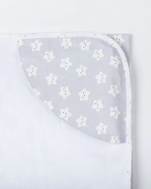 Kiddie Bunch Star Gaze Grey Baby Travel Blanket-100% Organic Cotton-For Infants