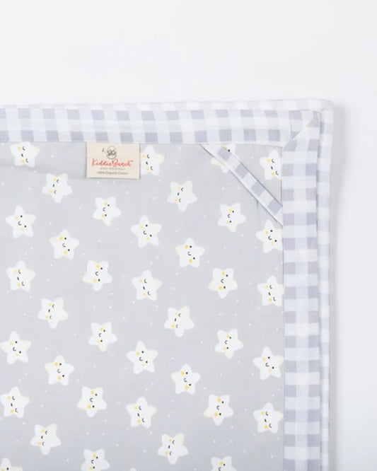 Kiddie Bunch 4 Layer Baby Bedtime Blanket-Star Gaze Grey-100% Organic Cotton-For Infants