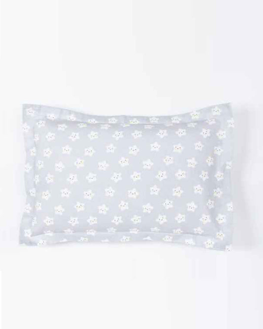 Kiddie Bunch Star Gaze Mild Grey Toddler Pillow With Filling-100% Organic Cotton-for Infants