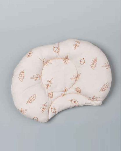 Kiddie Bunch Acorn Beige Baby Pillow-100% Organic Cotton-For Infants