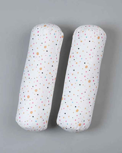 Kiddie Bunch Color Dots White Bolsters-100% Organic Cotton-Pack of 2-For Infants