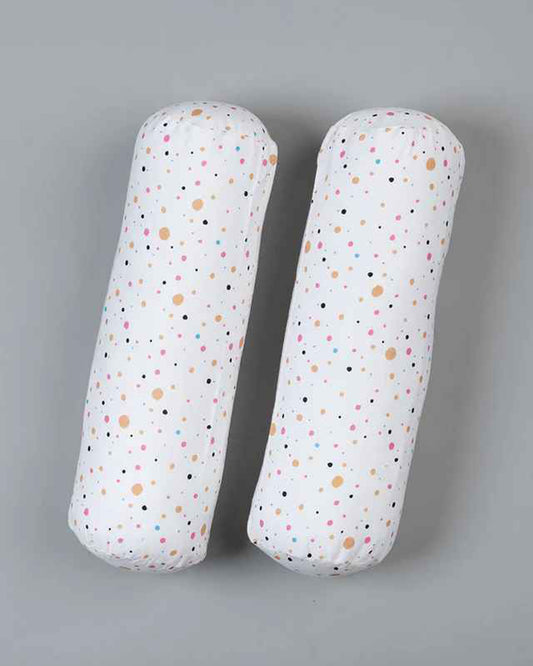 Kiddie Bunch Color Dots White Bolsters-100% Organic Cotton-Pack of 2-For Infants