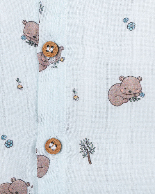 Kiddie Bunch Koala Jhabla-Full Print-Muslin-For Infants