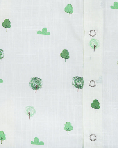 Kiddie Bunch Green Grove Jhabla-Full Print-Cotton-For Infants