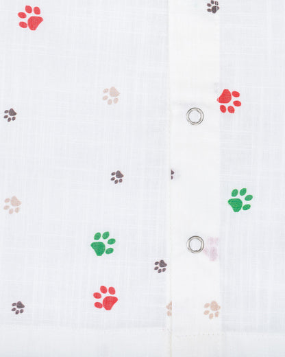 Kiddie Bunch Paws Jhabla-Full Print-Cotton-For Infants