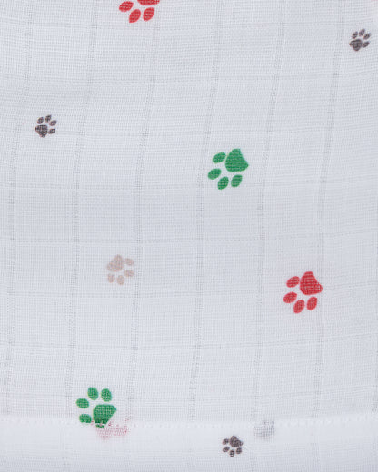 Kiddie Bunch White Shorts-Full Print-Paws-Muslin-For Infants