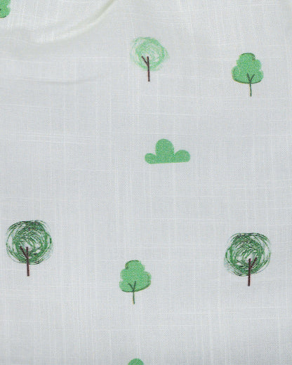 Kiddie Bunch White Shorts-Half Print-Green Grove-Cotton-For Infants