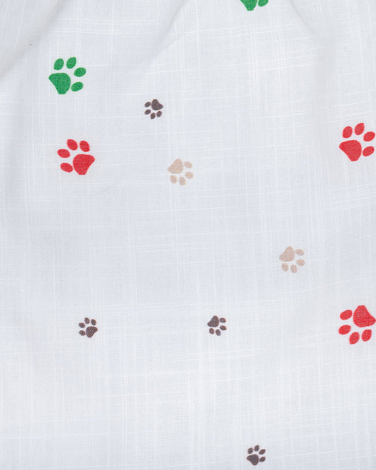 Kiddie Bunch White Shorts-Half Print-Paws-Cotton-For Infants