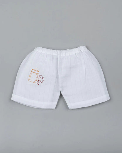 Kiddie Bunch White Shorts-Hungry-Muslin-For Infants