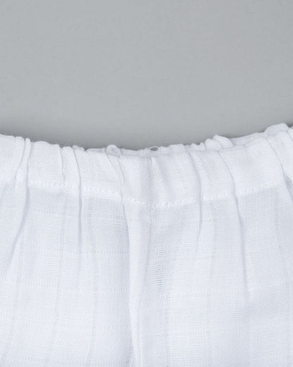 Kiddie Bunch White Shorts-Hungry-Muslin-For Infants