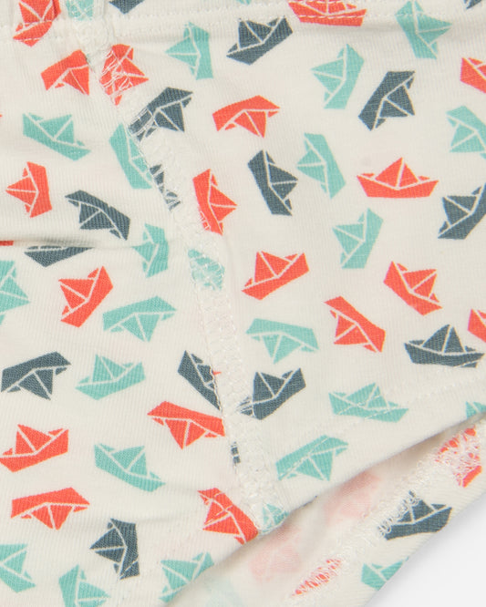 Keebee Multicoloured Brief-Paper Boat-Organic Cotton-Pack of 2-For Infants