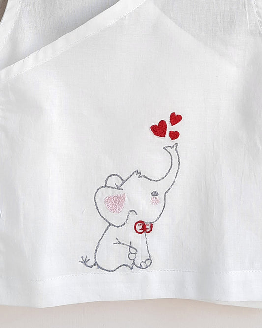 Keebee Elephant Jhabla-Embroidered-Organic Cotton-For Infants