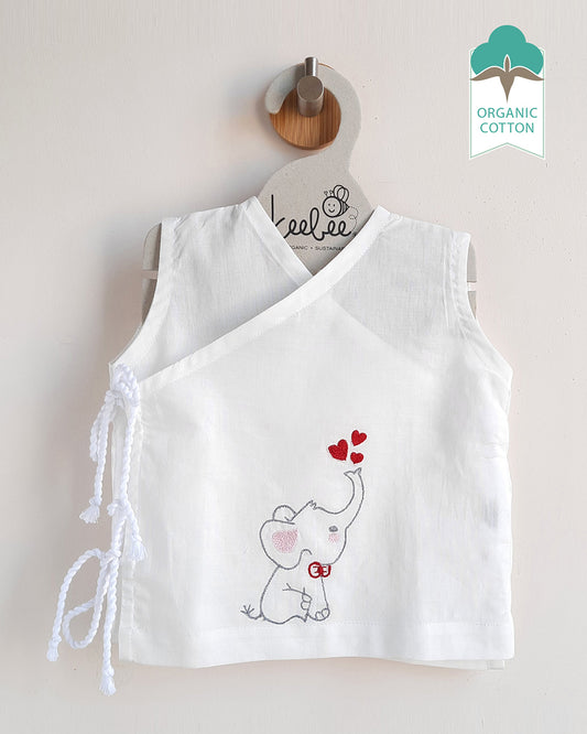 Keebee Elephant Jhabla-Embroidered-Organic Cotton-For Infants